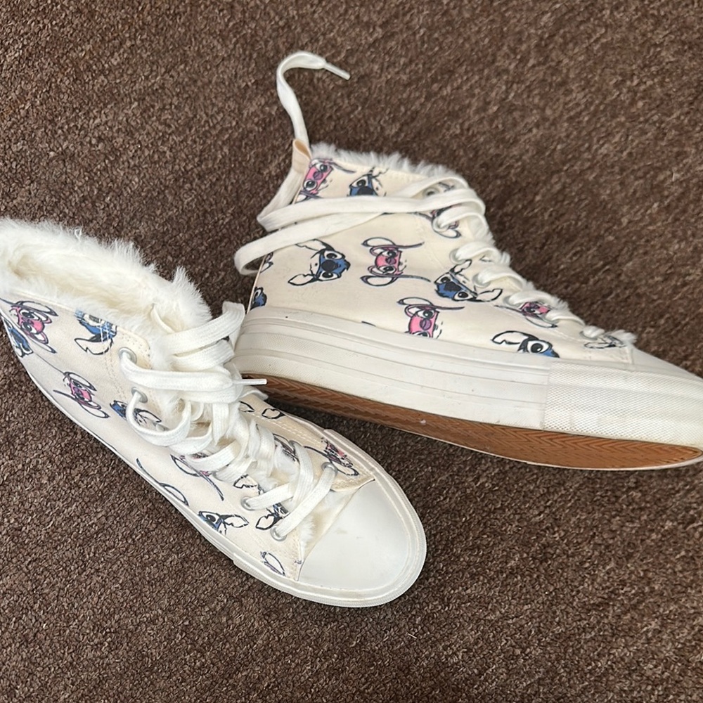 Stylish STITCH Cream High-Top Sneakers